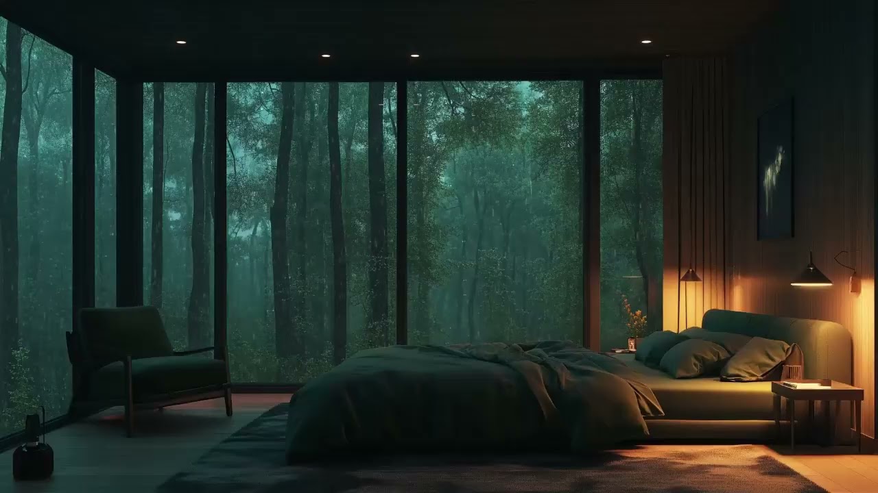Falling Asleep Naturally to Rain Sounds and Piano Music Indoors