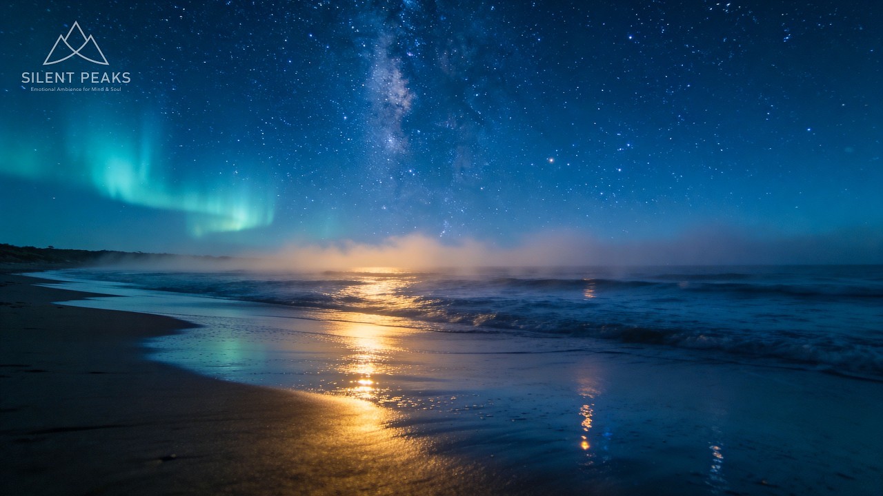 Deep Sleep 🌌 | Aurora Beach Night – Soft Piano for Deep Rest (1 Hour)