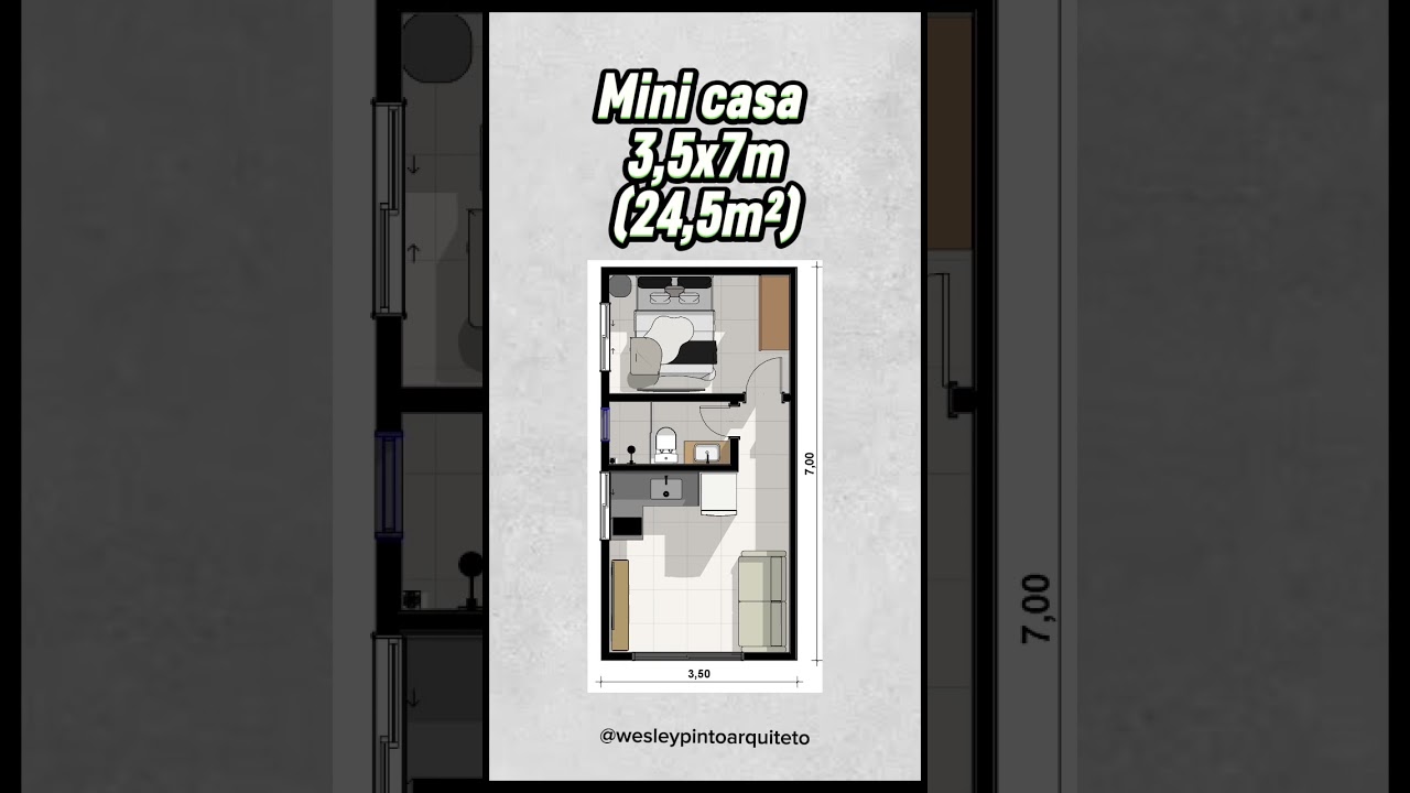 MINI CASA 3,5x7 METROS (24,5 m&sup2;) #kitnet #minicasa #casapequena #casa #obra #loft