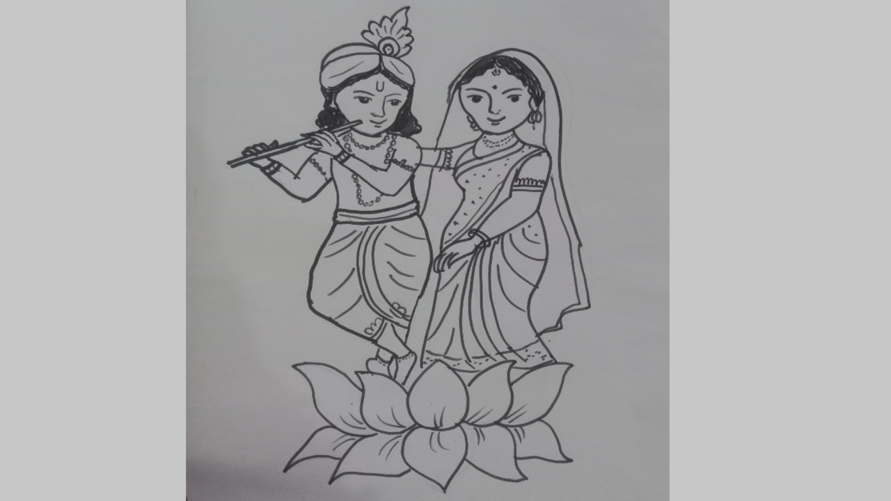 Radha Krishna drawing easy|| Radha Krishna drawing step by step||