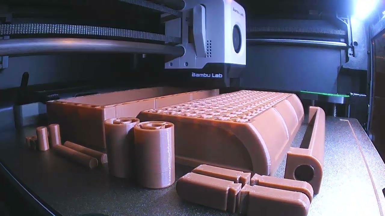 3D Printed upscaled Lego treasure chest on the Bambu Lab P1S