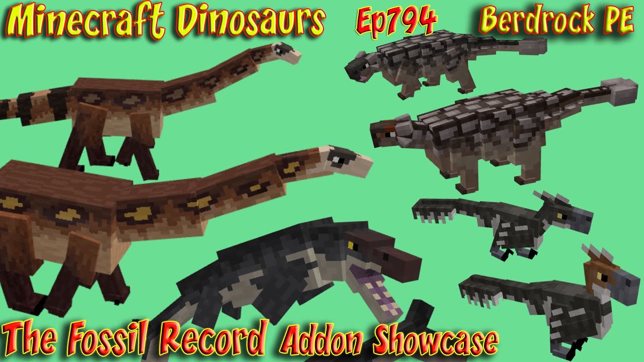 Дополнение Fossil Record, демонстрация мобов-ламантинов, Minecraft Bedrock PE, динозавры Minecraf...