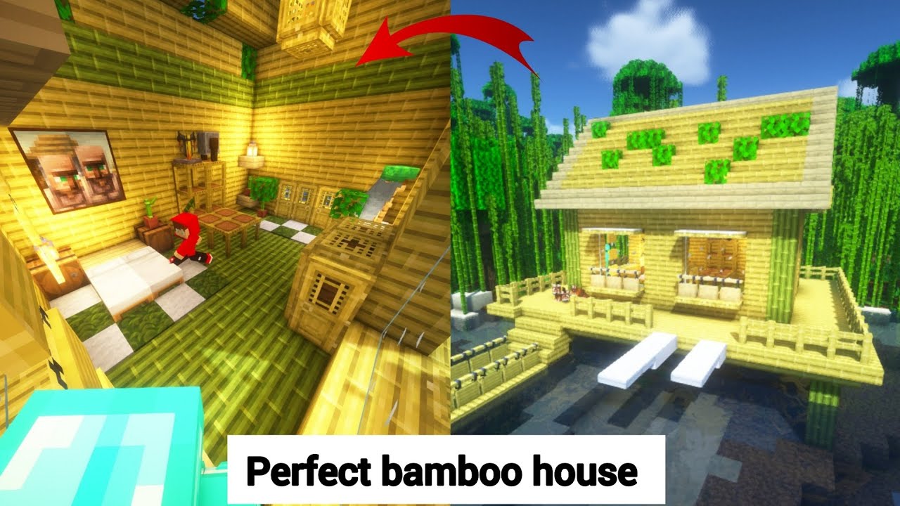 ⛏️ Minecraft Tutorial __ 🌴 How to build a Bamboo Survival House - [마인크래프트 대나무로 만든 집짓기 건축강좌]