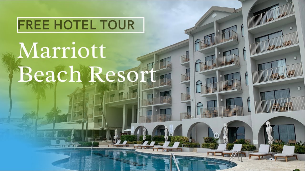 RELAXING HOTEL TOUR: Marriott Beach Resort |shops, hotel lounge, beach, pool, turtle| Cayman