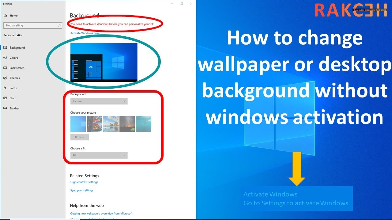 How to change wallpaper or desktop background without windows activation 2022 Telugu #rakceh