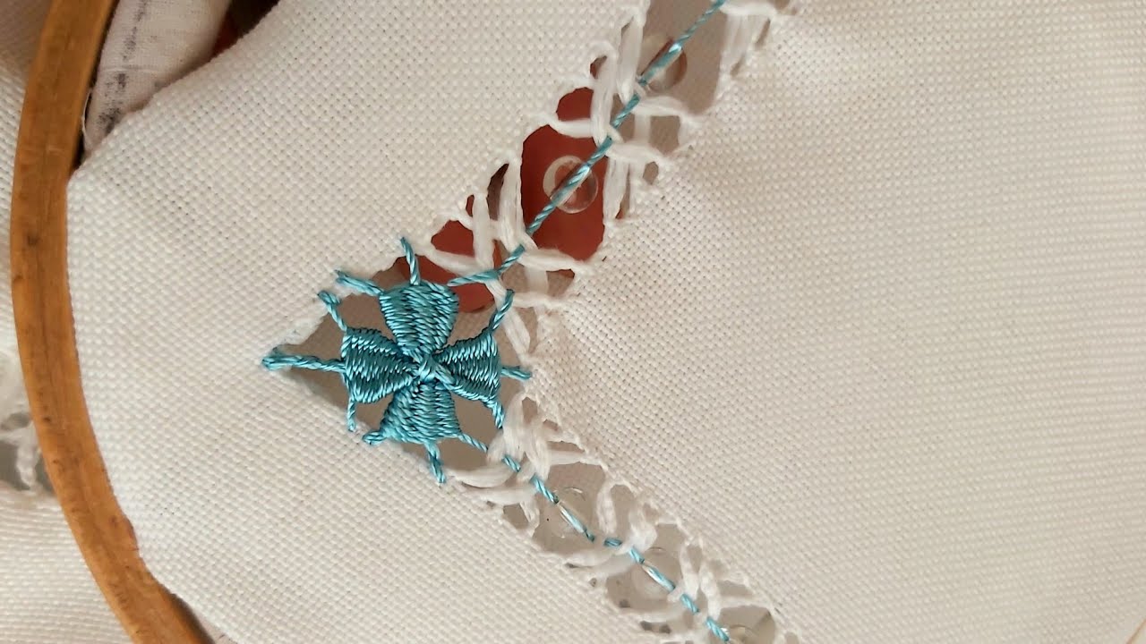 Drawn Thread Embroidery :  filling corner design  | ژور دوزی گوشه های رومیزی