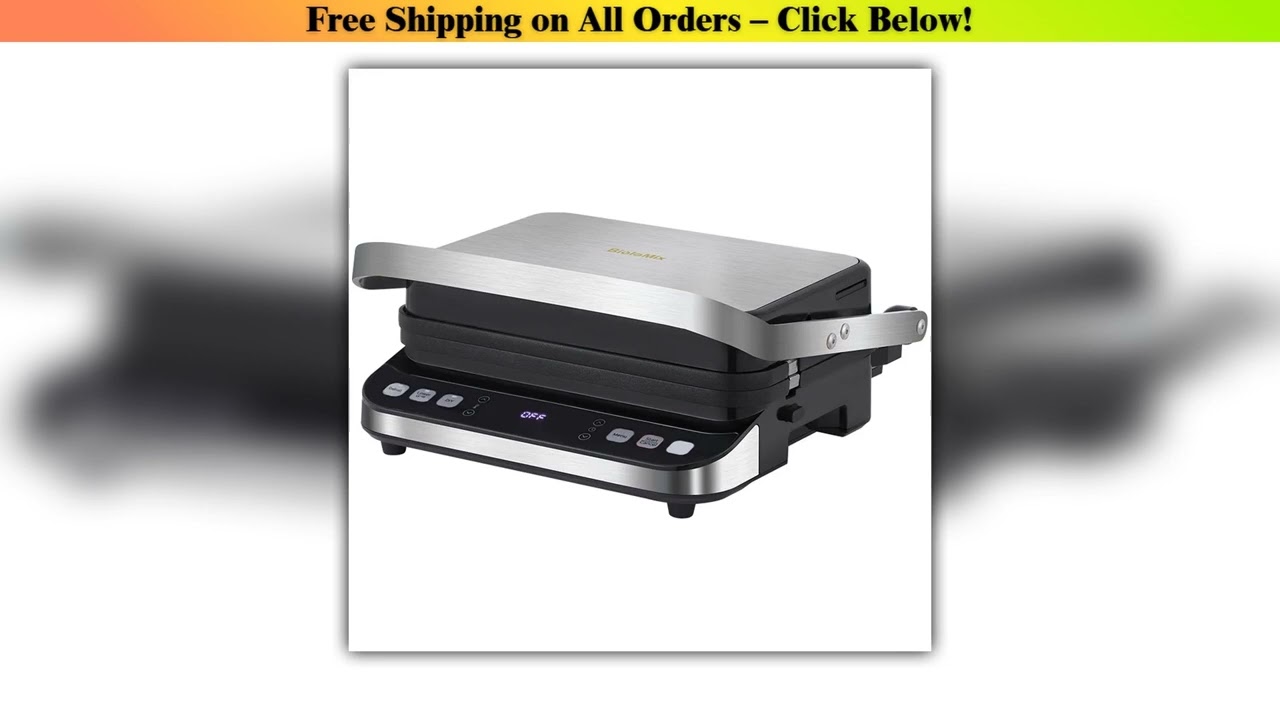 BioloMix 2000W Electric Contact Grill Digital Griddle and Panini Press, Optional Waffle Maker