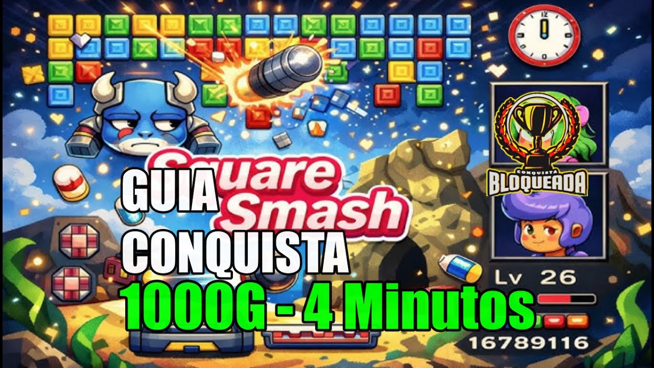 🎮 Square Smash | GUIA CONQUISTAS 1000G | EM 4 Minutos 🎮