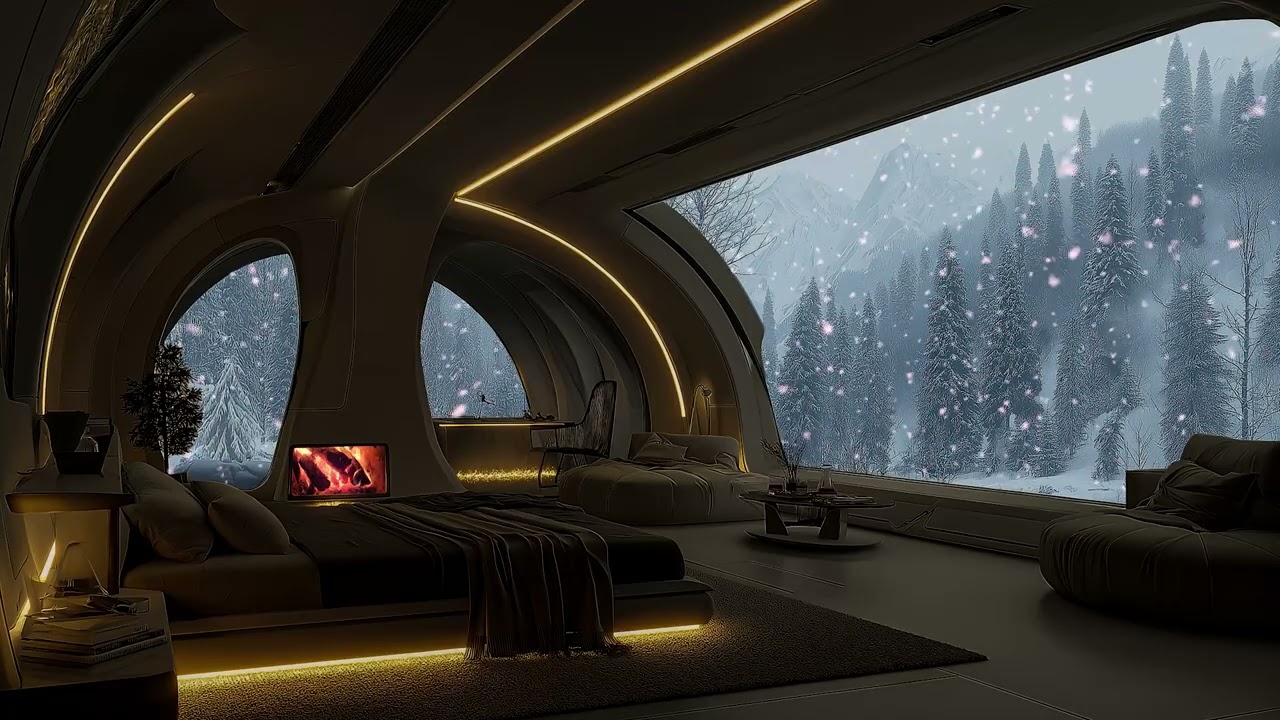 Crackling Fireplace Paired with Moody Piano Music for Cozy Bedroom Atmosphere and Tranquil Nights