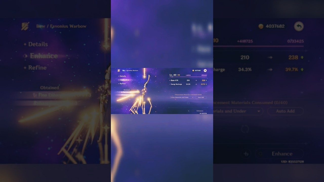 Favonius Warbow upgraded to level 60 #favonius #genshinimpact