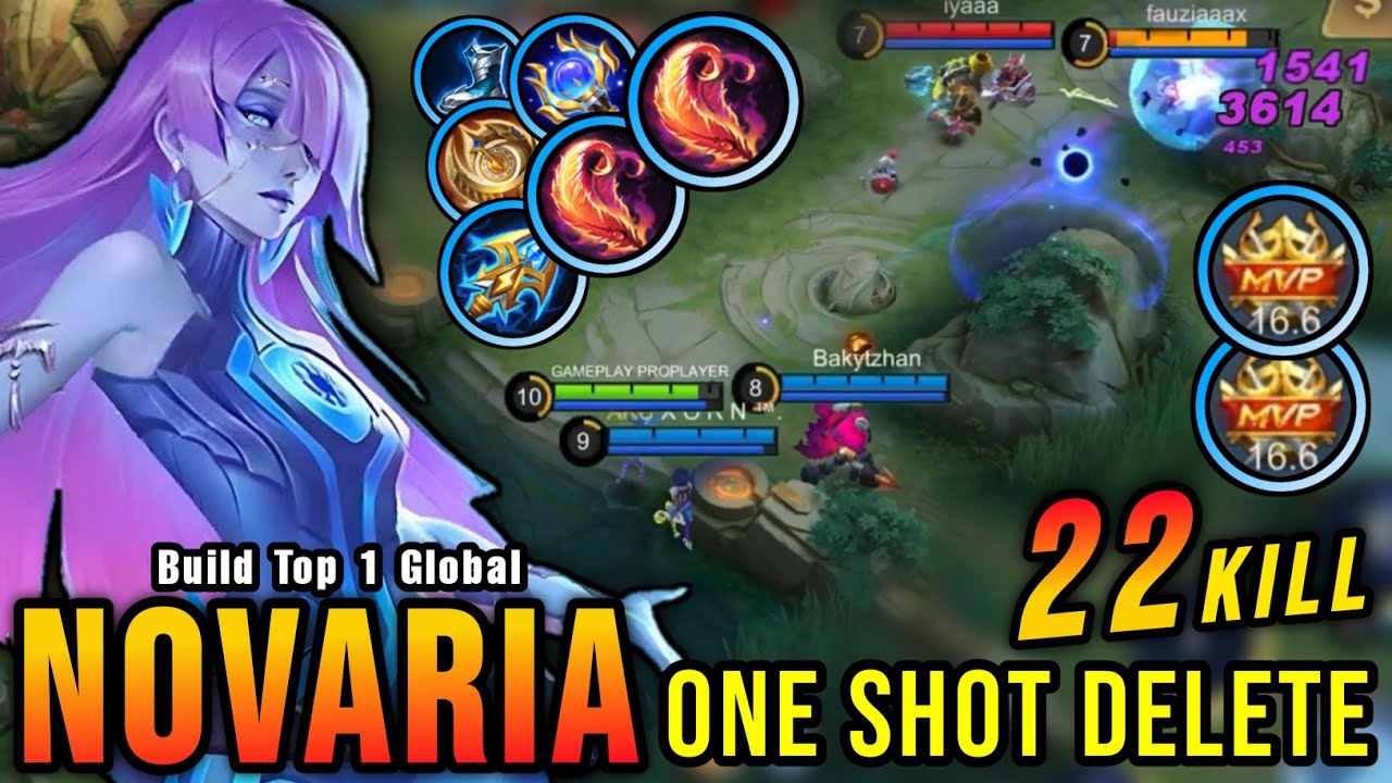 22 Kills No Death!! Midlane Novaria is Deadly (ONE SHOT DELETE) - Build Top 1 Global Novaria ~ MLBB