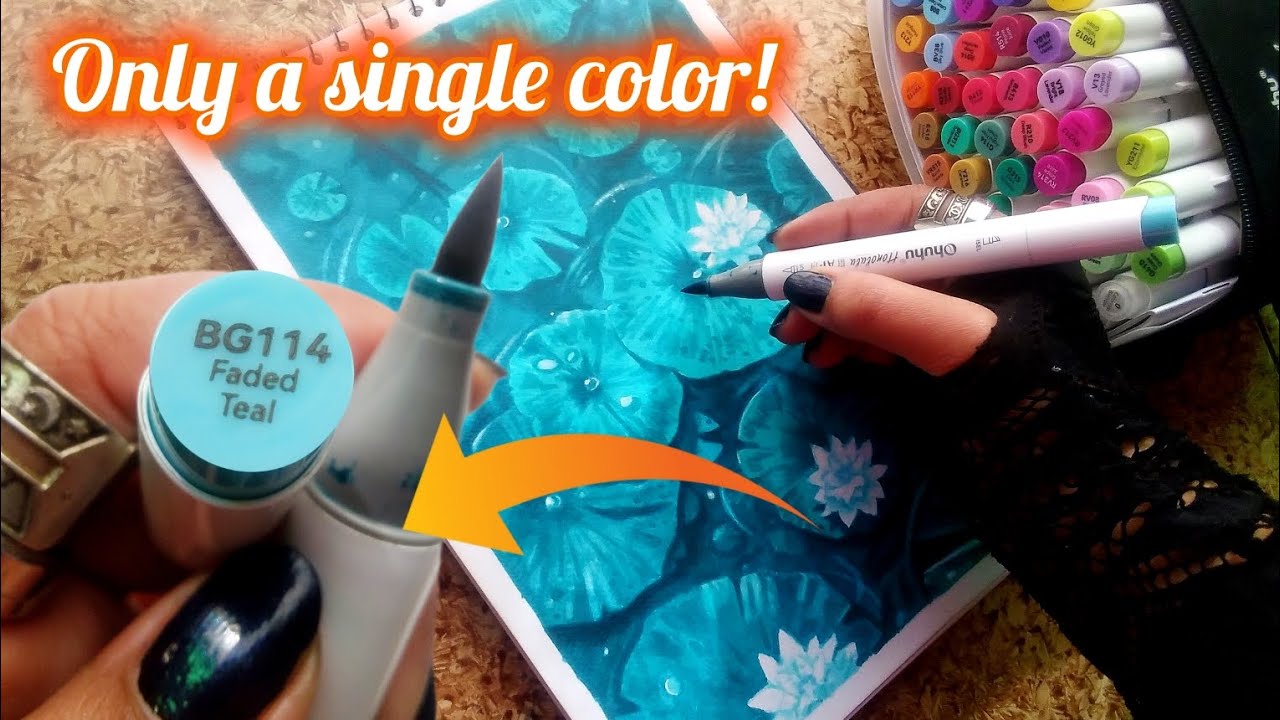 Drawing an ✨AESTHETIC✨ art piece using only ONE COLOR | Satisfying | FUN N SKILL @ohuhuart_official 