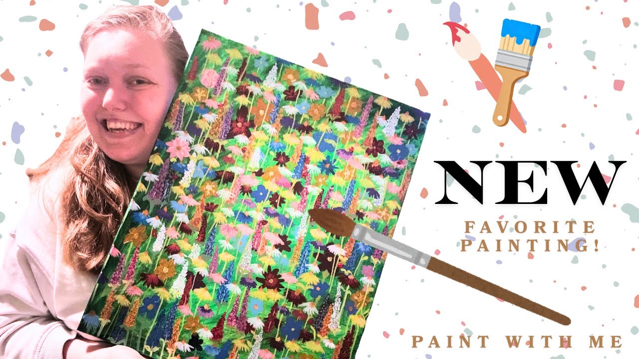 My Biggest Flower Painting | Paint with me with voice over
