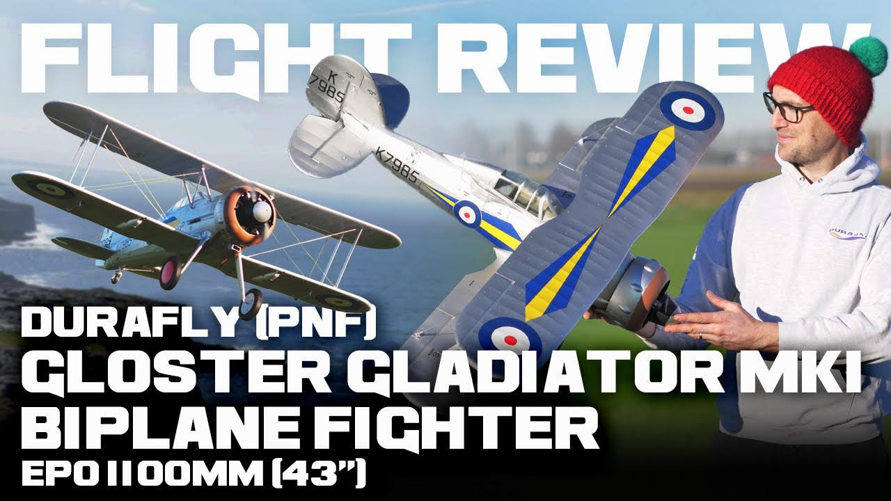 Истребитель-биплан Durafly (PNF) Gloster Gladiator Mk1 EPO 1100 мм (43 дюйма) — обзор полётов