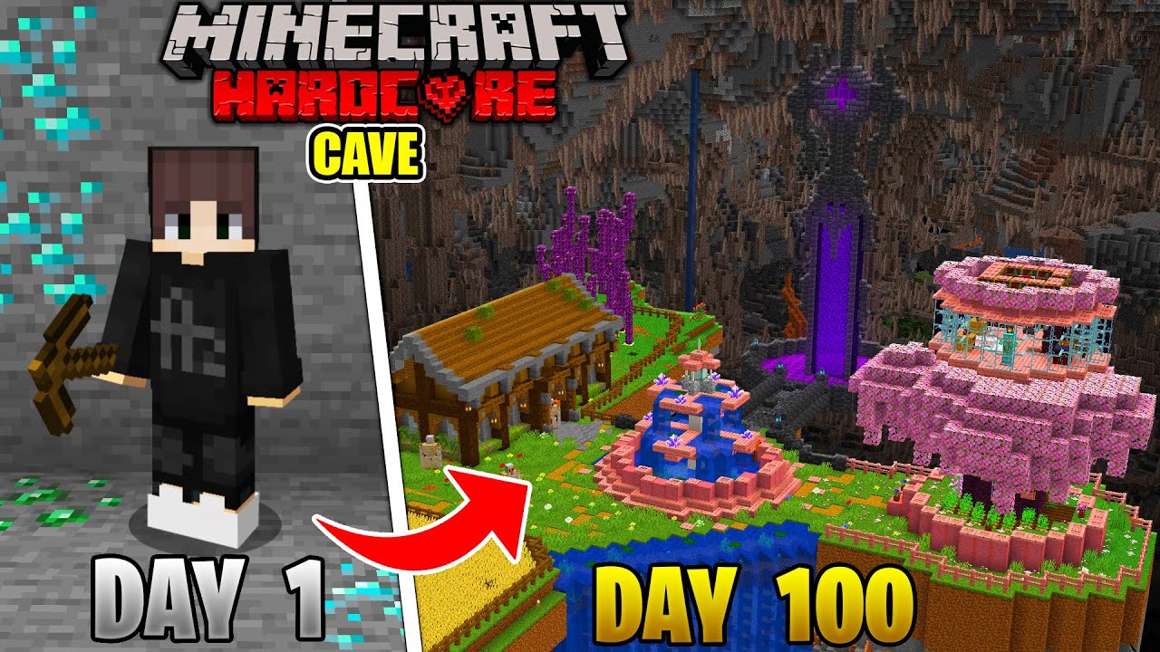 I Survived 100 Days in a CAVE ONLY WORLD in Minecraft Hardcore(Hindi)!