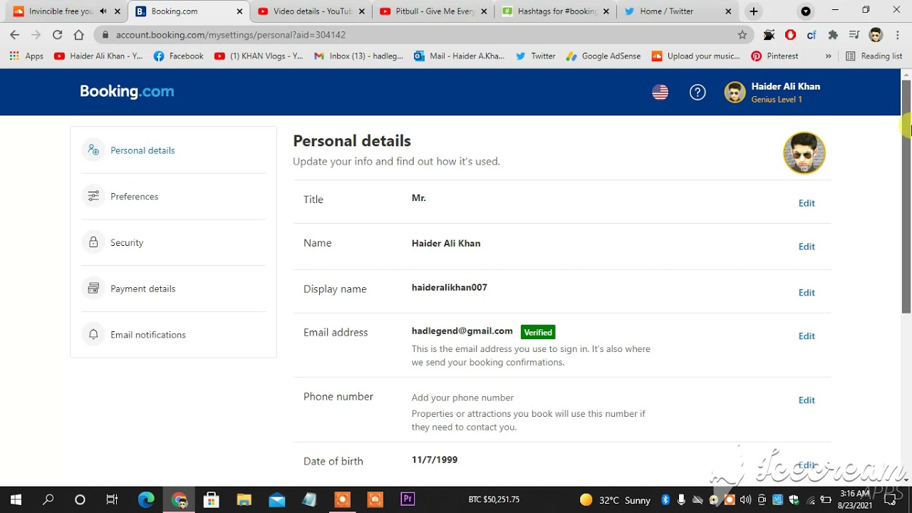 how to add or change your phone number on booking.com website account
