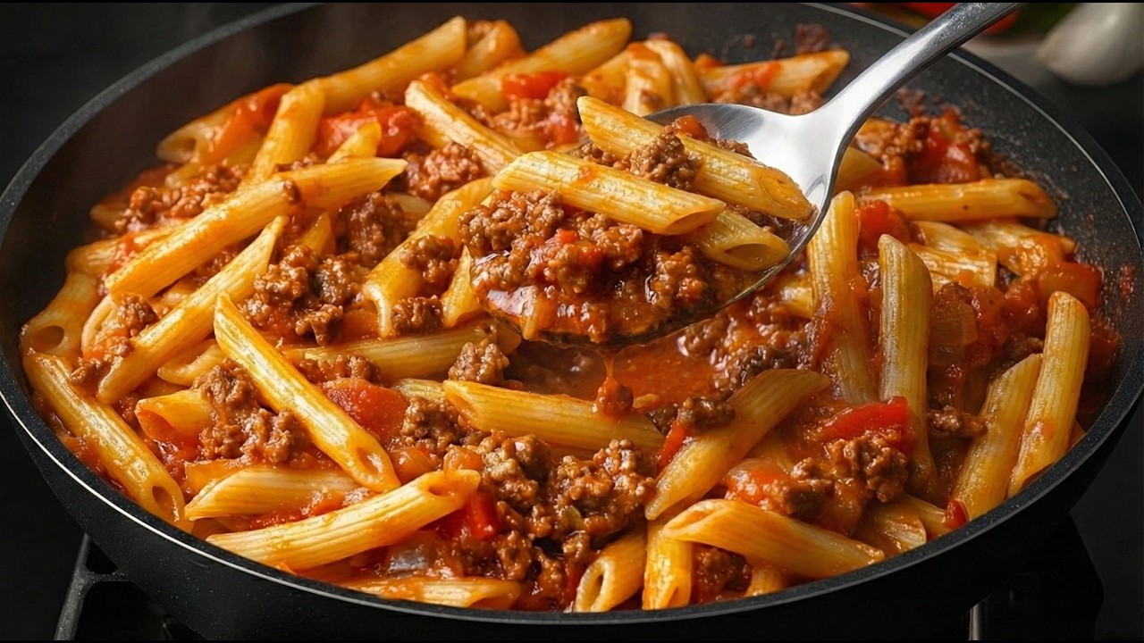 Невероятно вкусная паста с фаршем за 15 минут! Самый простой рецепт ужина!