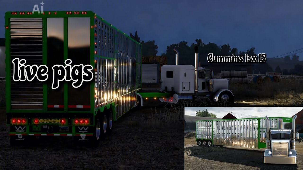 Custom green and white peterbilt 389 -american truck simulator (Cummins isx15 600 turbo) 