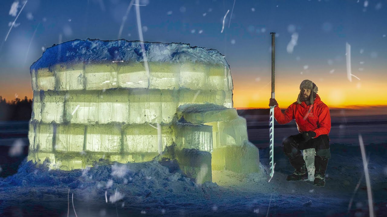 -42° Зимний поход в шторм! Моя самая сложная 5-дневная постройка одиночного ледяного иглу. Можно ...