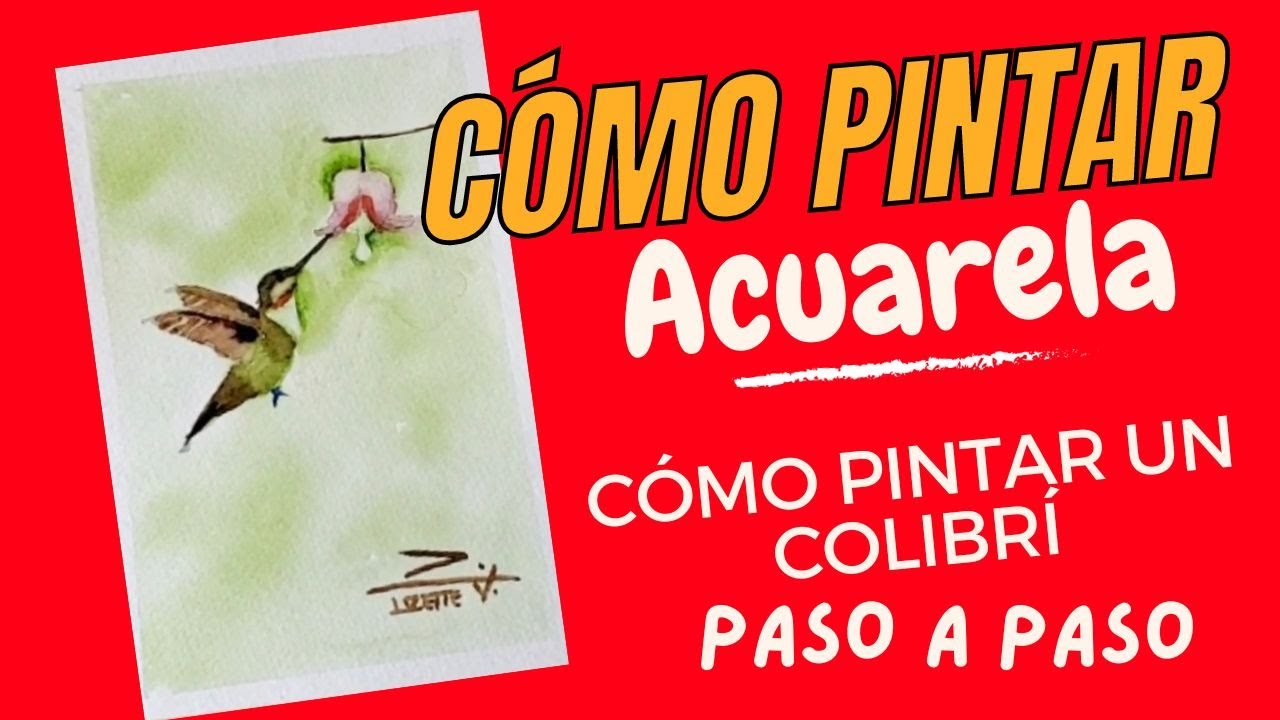 Cómo Pintar Paisaje en Acuarela.  Pinta un colibrí  PASO a PASO