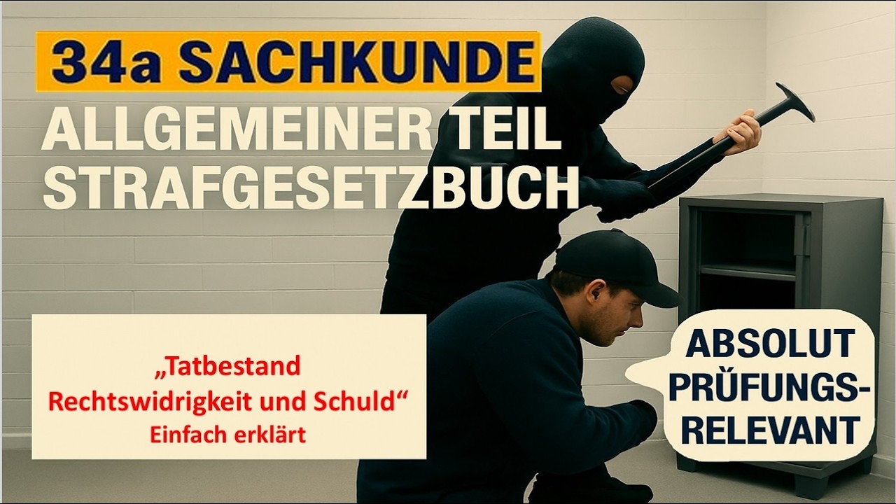 34a Sachkunde Strafrecht Tatbestand - Rechtswidrigkeit und Schuld einfach erkl&auml;rt