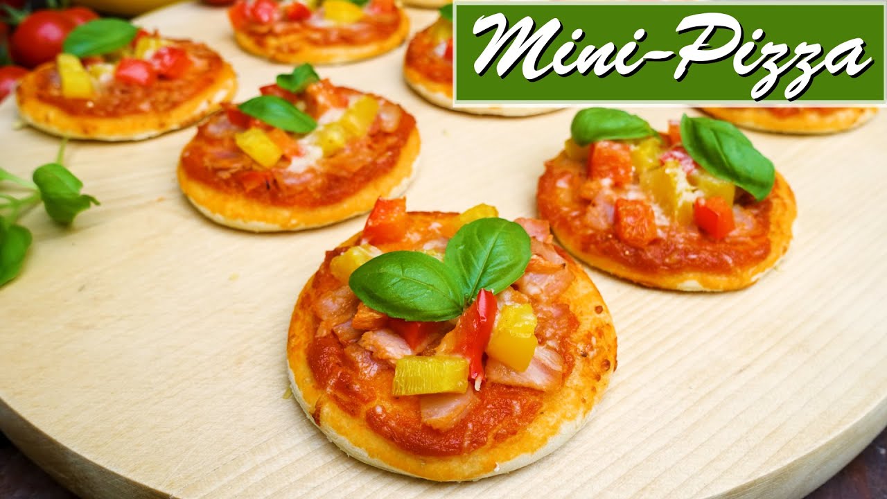 Mini Pizza mit Schinken und Paprika | Piccolinis | Fingerfood, Partysnack