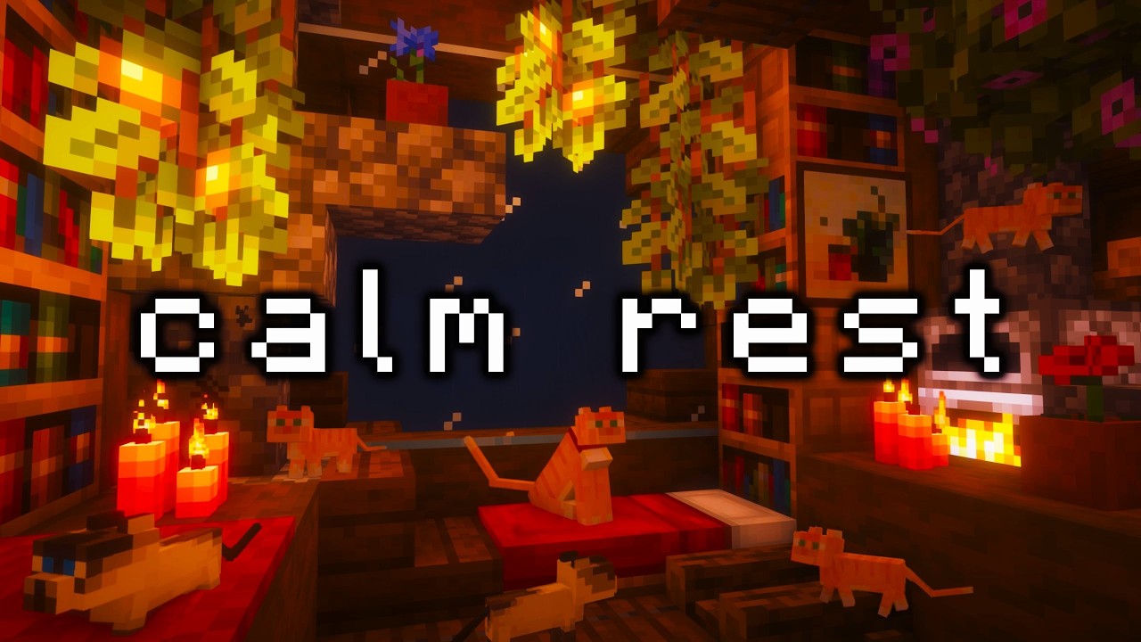 you found a place to rest... (minecraft music w/ rain & furnace)
