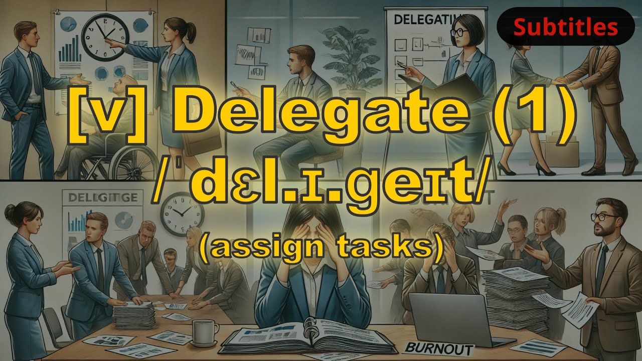 [v] Delegate meaning (assign tasks) with 5 examples
