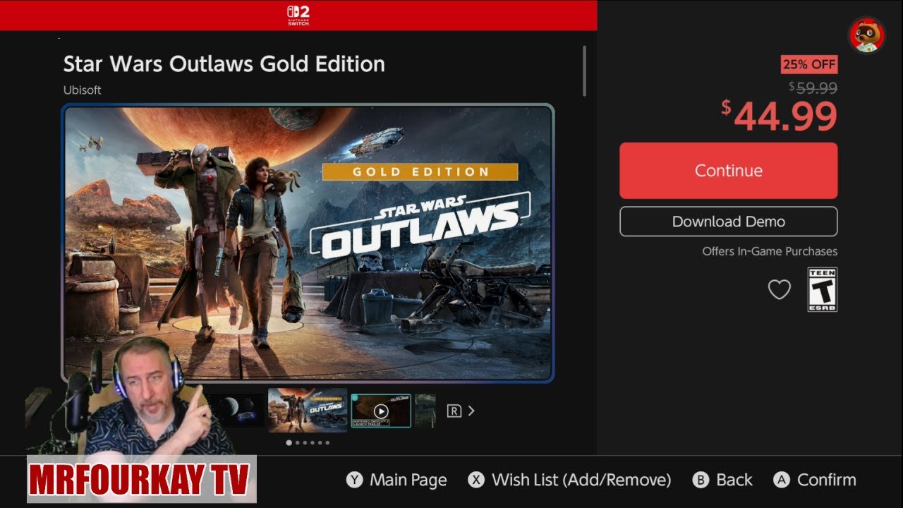 Star Wars Outlaws Gold Edition на Nintendo Switch 2 уже в продаже
