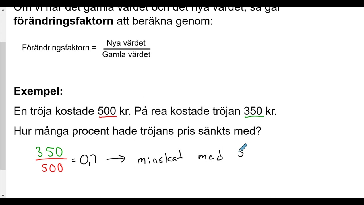 Matematik 1b: Procentuell förändring