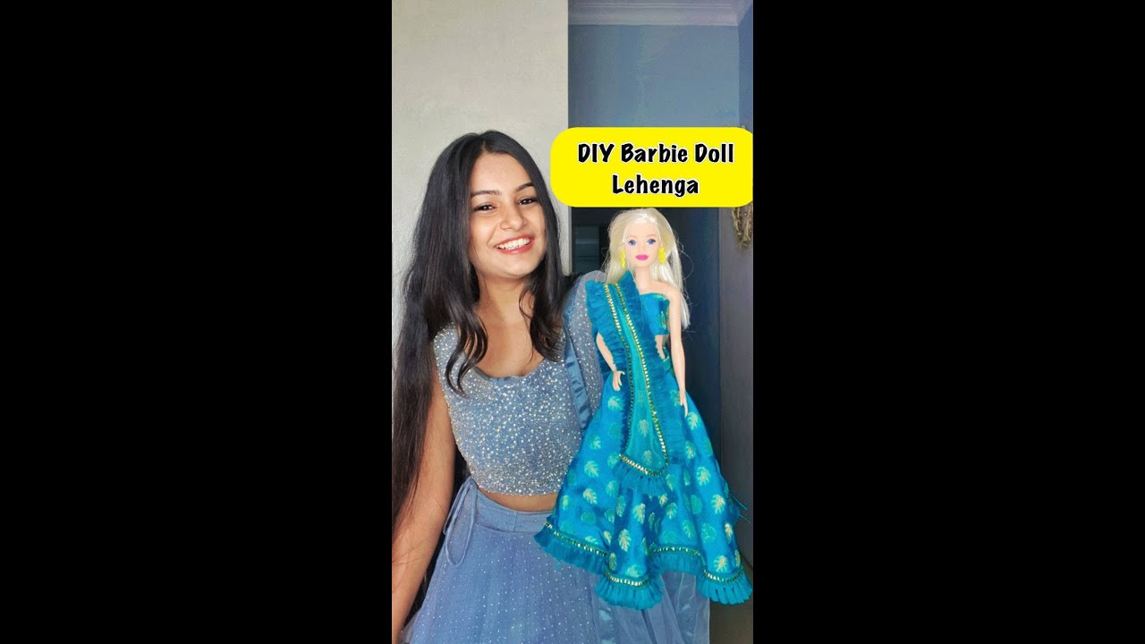 DIY Barbie Doll Lehenga 😱 #crafteraditi #youtubepartner #shorts #diy #barbiedoll @CrafterAditi
