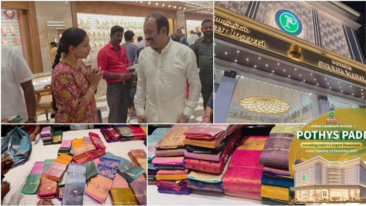 Pothys Padi New Showroom Opening |New Shop Tour Sarees Collections Haul 2025😍 1+2 combo Offer🎄