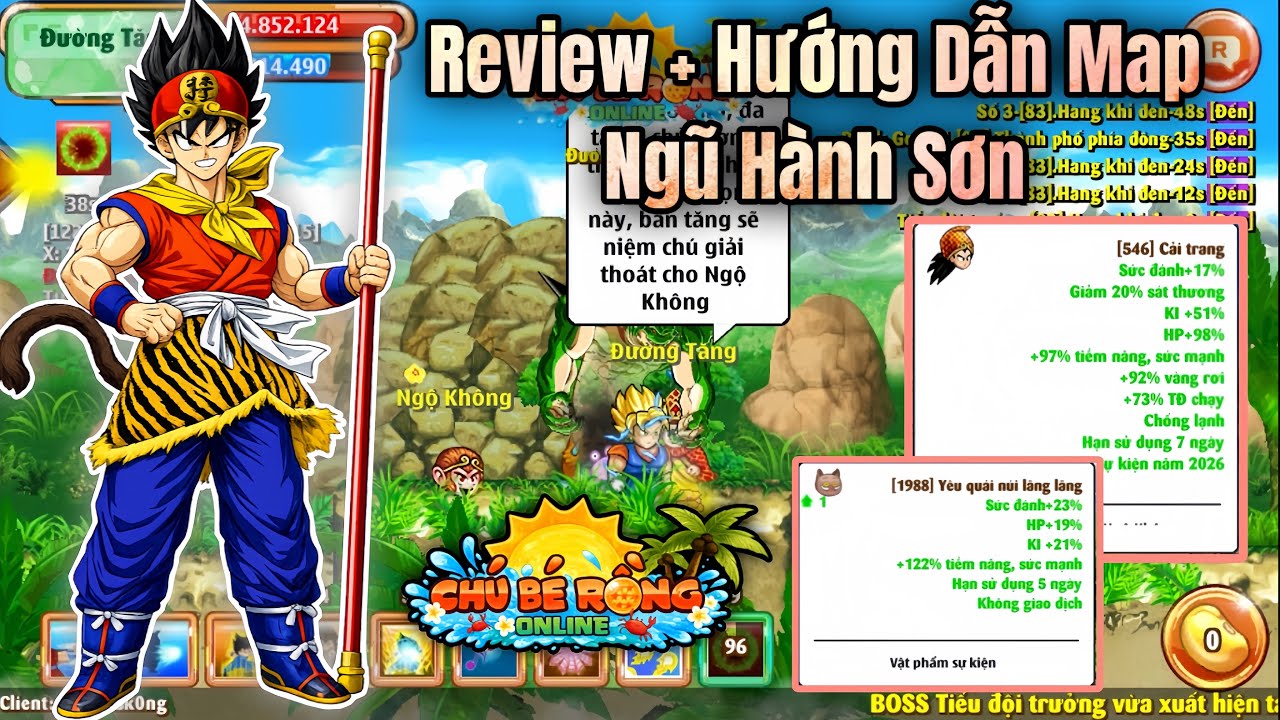 Ngọc Rồng Online - Review + Hướng Dẫn Map Ngũ H&agrave;nh Sơn, Kiếm Cải Trang T&ocirc;n Ngộ Kh&ocirc;ng Cực Dễ
