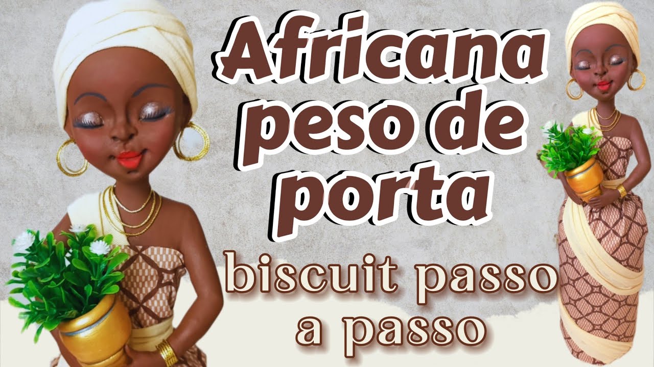 Ideia para decorar a sua casa reciclando pote de creme/ africana peso de porta/ africana de biscuit