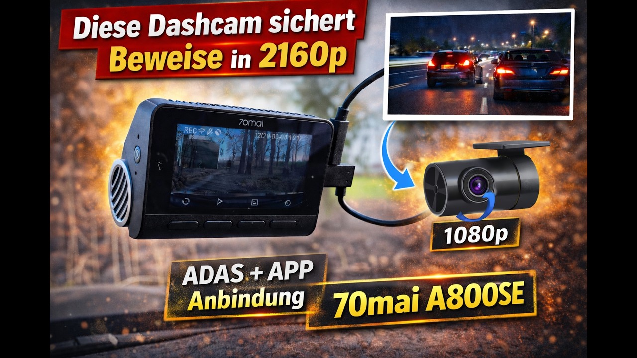70mai A800SE Dashcam vorne+hinten 4K HDR 2160P+1080P