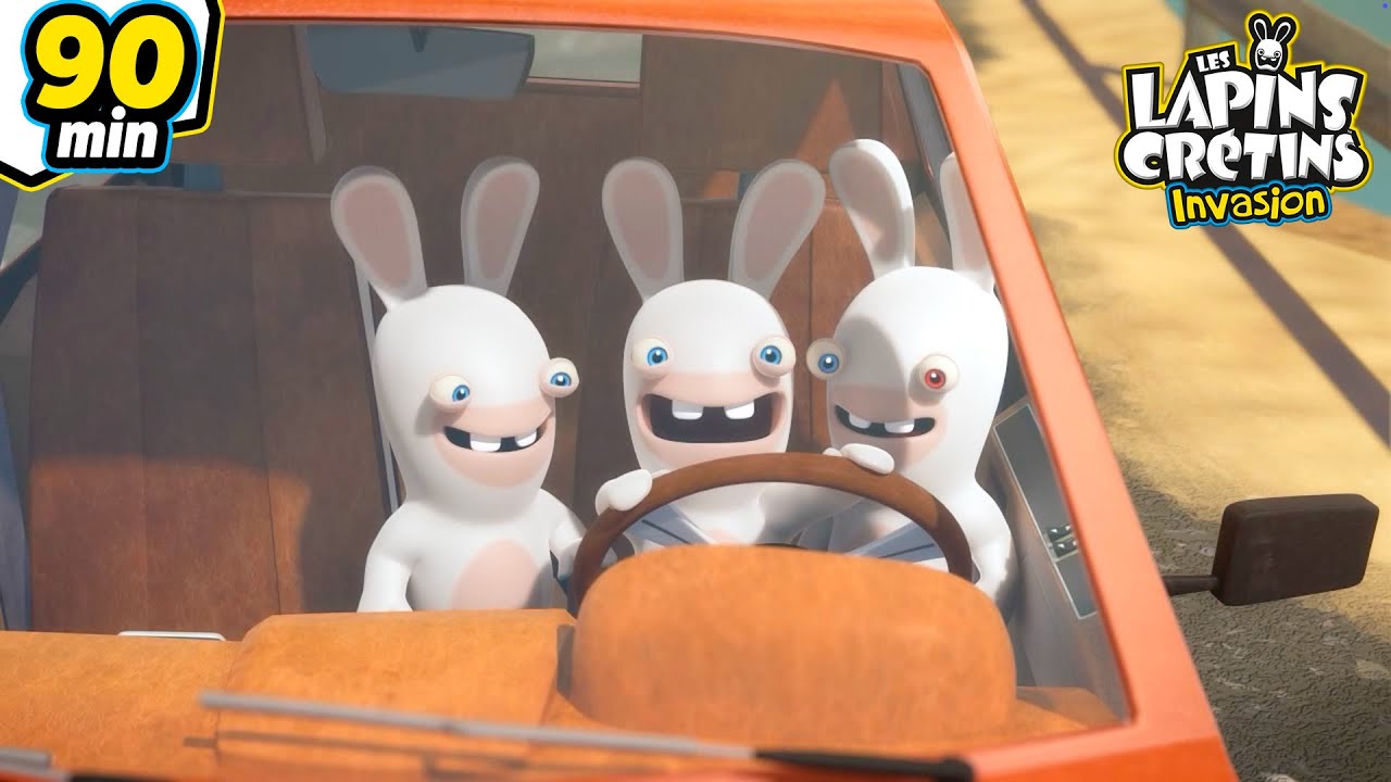 Qui les a laissé conduire ??? 😱 | Les Lapins Crétins Invasion 🐰 | Compilation 90mn | Dessin animé
