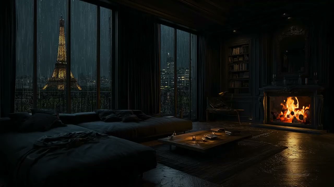 (No Ads)☔Rainy Night in Luxury NYC High-Rise | Cozy Bedroom & City Lights for Deep Sleep