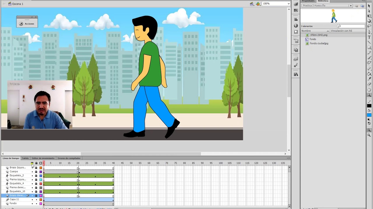 Muestra de herramienta Hueso en Flash CS6
