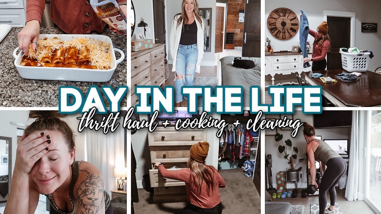 DAY IN THE LIFE VLOG // Thrift Haul + Cooking + Cleaning