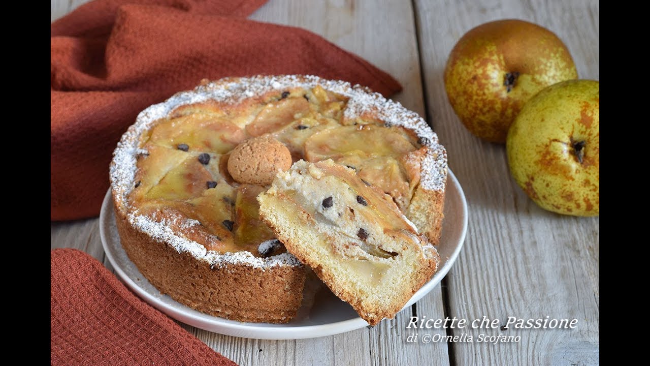 Crostata all'olio con pere ricotta e amaretti - Ricette che Passione