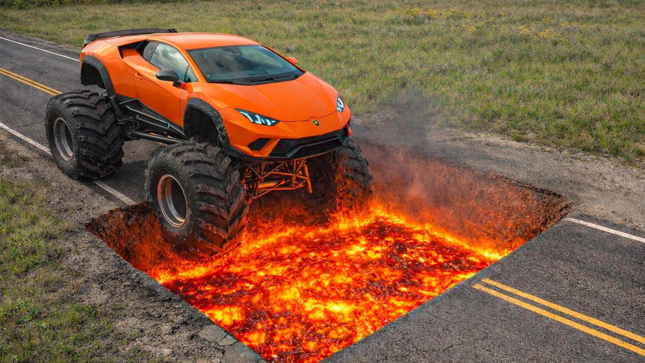 Cars vs Giant Lava Pit x Fallen Tree Challenge |👑BeamNG Drive