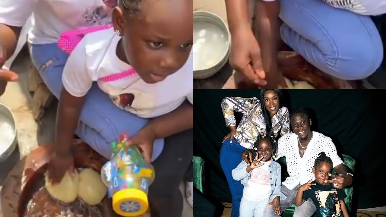 STONEBWOY’s daughter drive fufu for the first time 😂😂😂