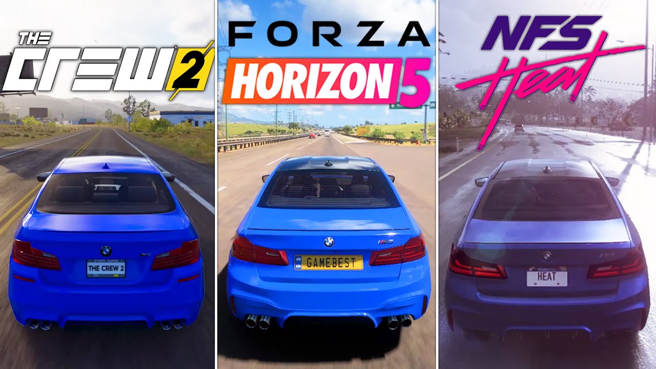 Forza Horizon 5 vs NFS Heat vs The Crew 2 - Physics and Details Comparison