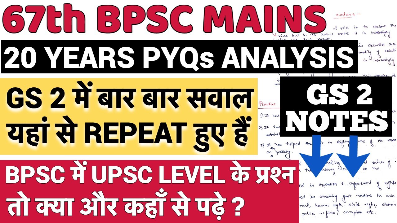 67 BPSC MAINS - GS 2 में ये हर बार पुछे जाने वाले टॉपिक्स को यहां से पढ़ ले | TARGET 200+ IN GS2