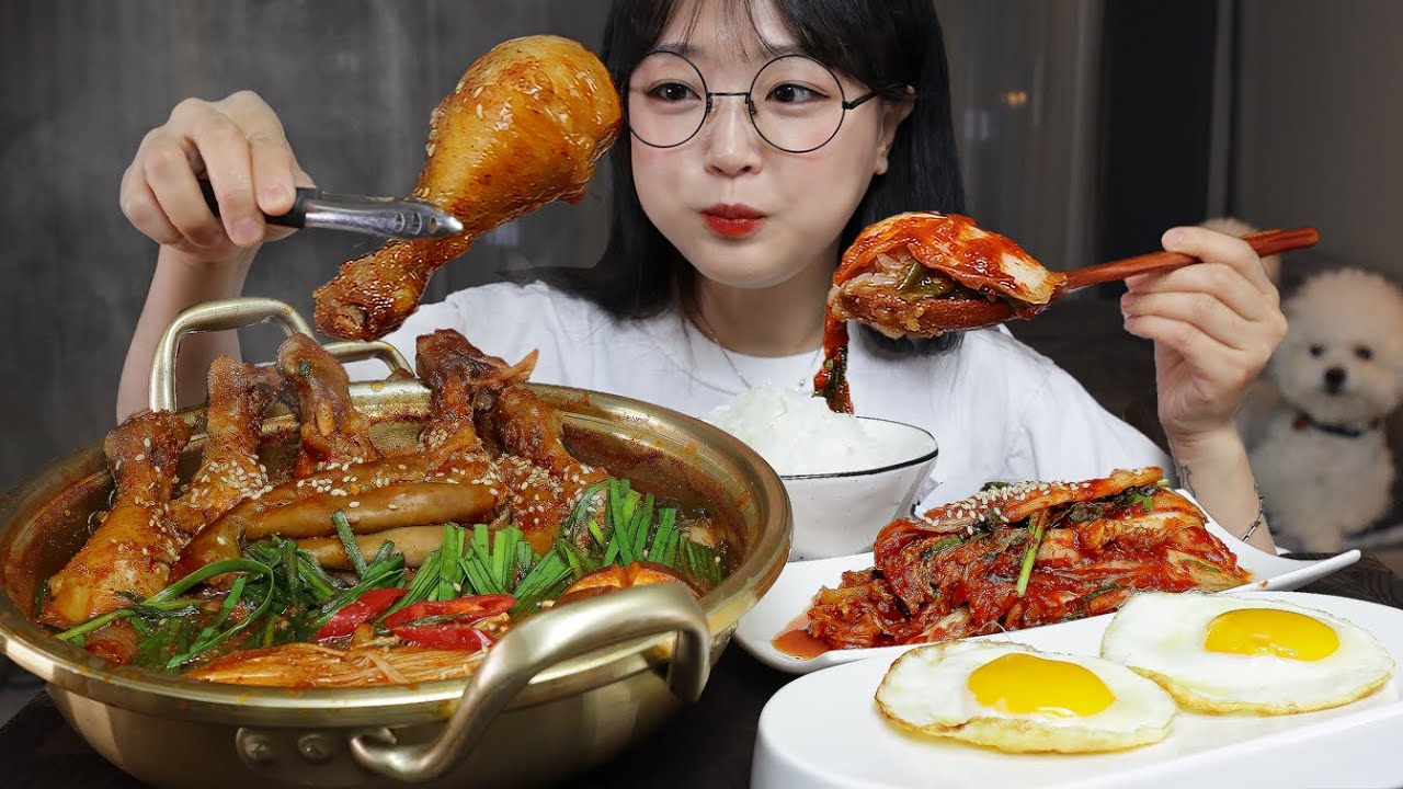 острое куриное рагу с говяжьим рубцом🍲Mukbang Asmr