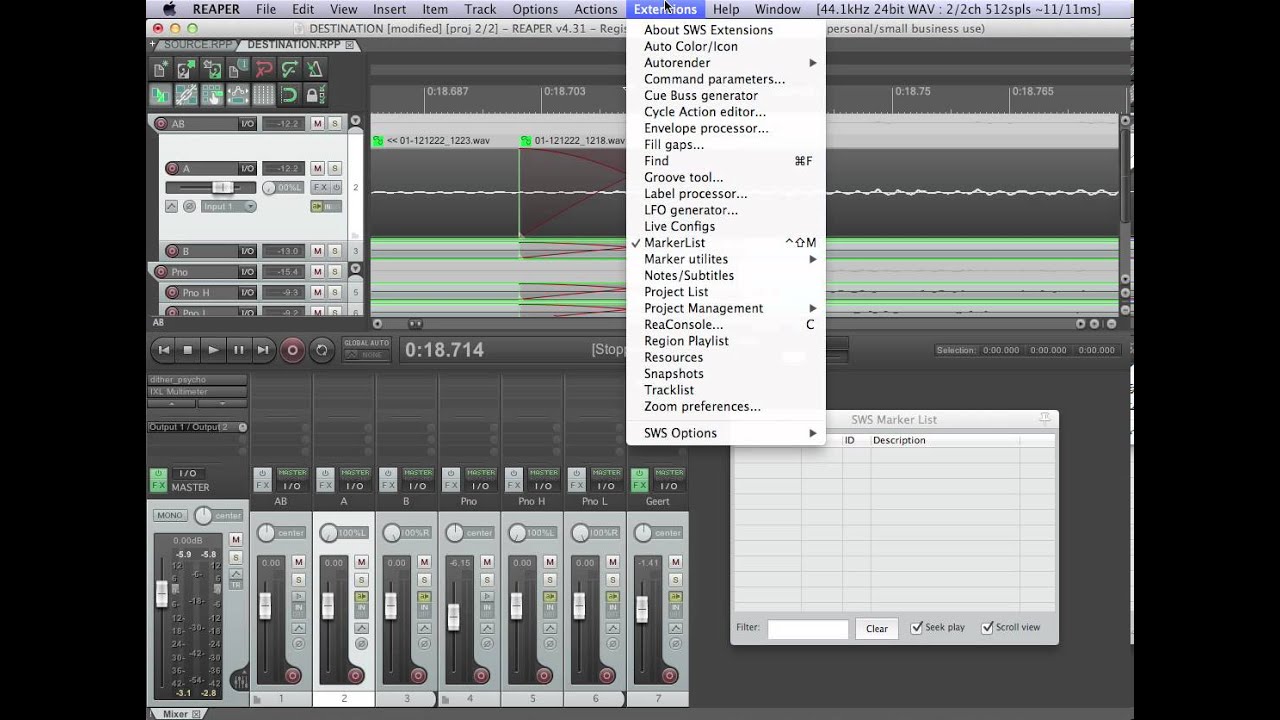 Source Destination Editing in Reaper