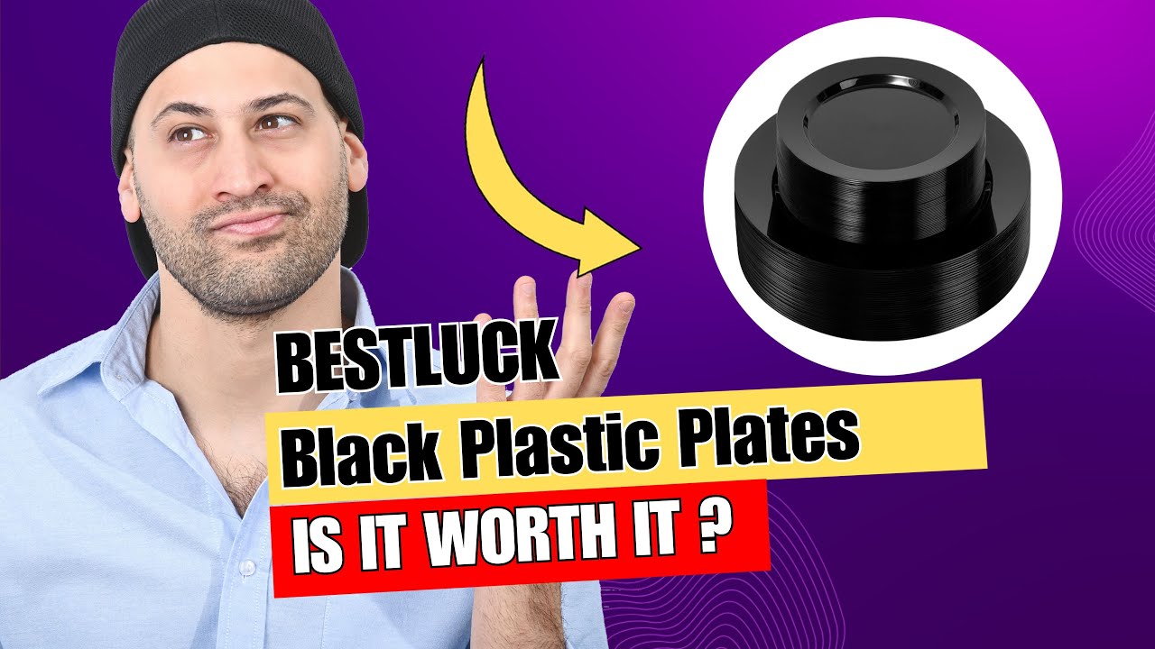 100PCS Black Plastic Plates with 50PCS 10.25inch Dinner Plates and 50PCS 7.5inch Dessert Plates
