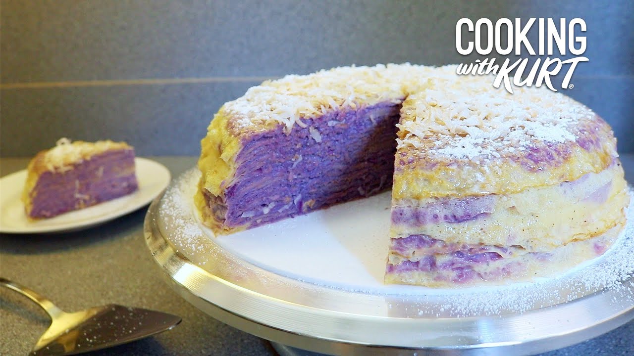 Lady M-Inspired Ube-Coconut Pastry Cream Mille Crêpes Cake (No Bake, Oven-Free) | Cooking with Kurt