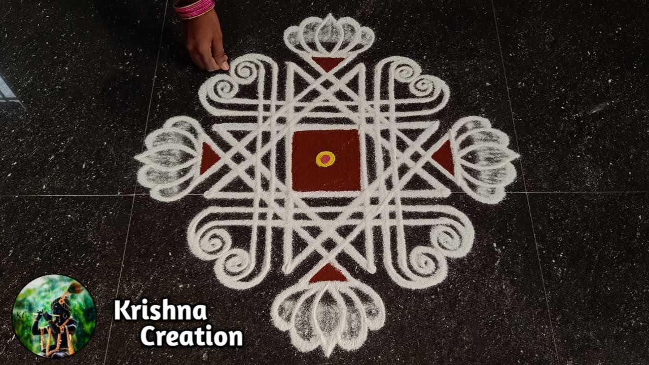 Easy Padi Kolam Design with 4x2x2 dots | Simple Padi Kolam | Beautiful Rangoli | Padi kolam Muggulu