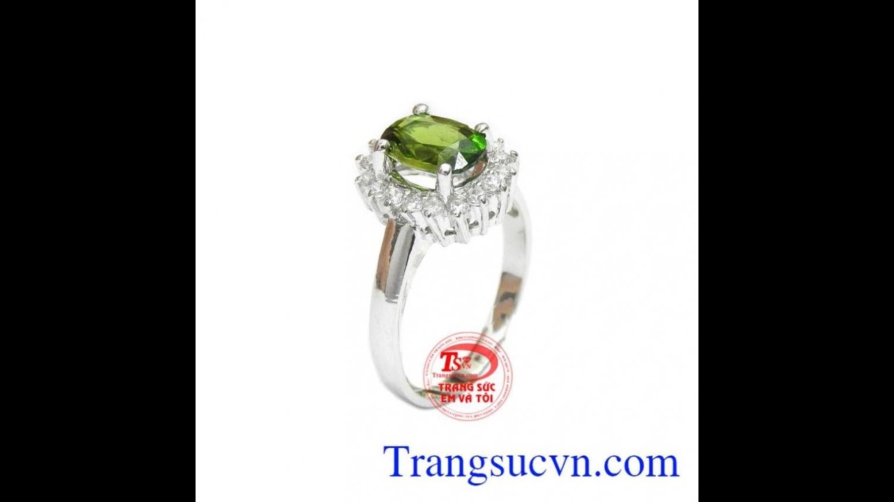 Nhẫn nữ diopsite quyến rũ, nhẫn v&agrave;ng trắng đ&aacute; qu&yacute;, diopsite thi&ecirc;n nhi&ecirc;n, TSVN020724